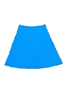 Haystacks Michigan Blue Textured Knit Lettuce Hem A-Line Pull On Skirt Medium